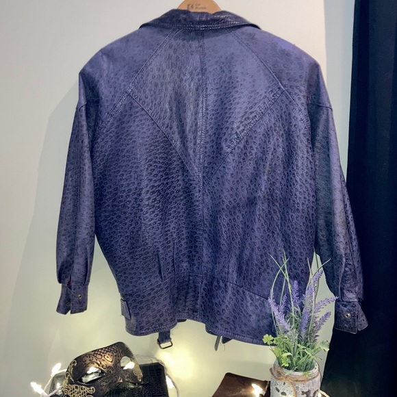 Vintage Mode Elegante Purple Leather Jacket - Picture 4 of 7